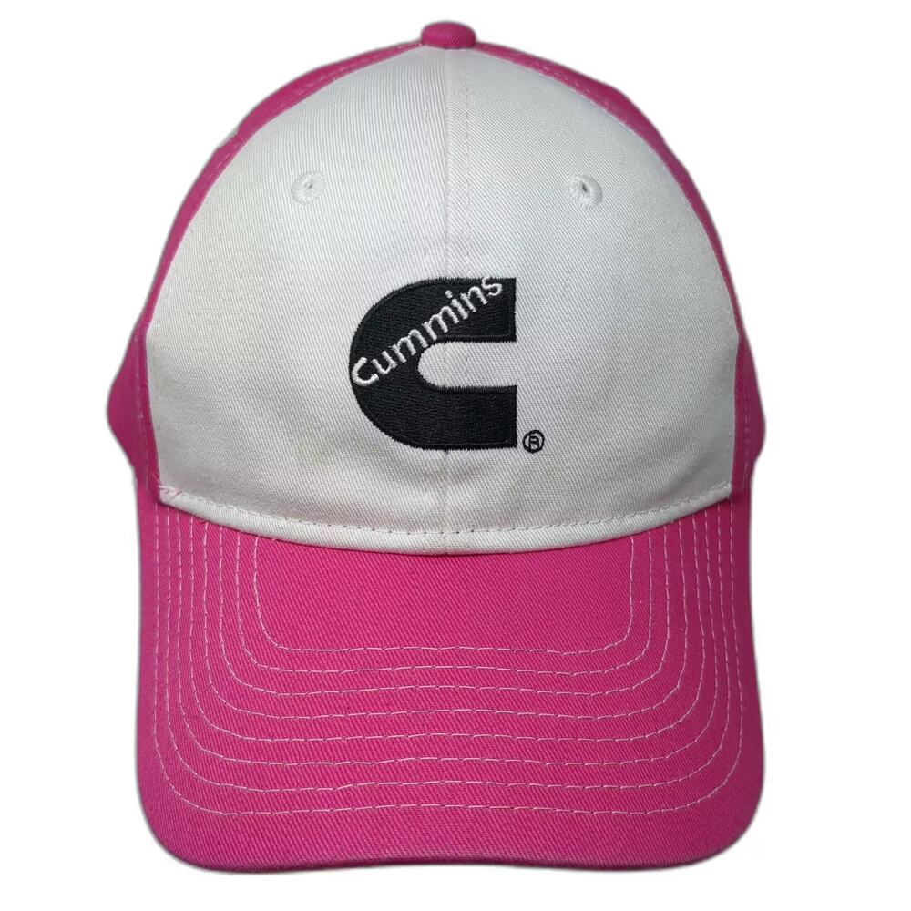 BDA Cummins Pink White Baseball Cap Hat OS Embroidered Adjustable Strapback